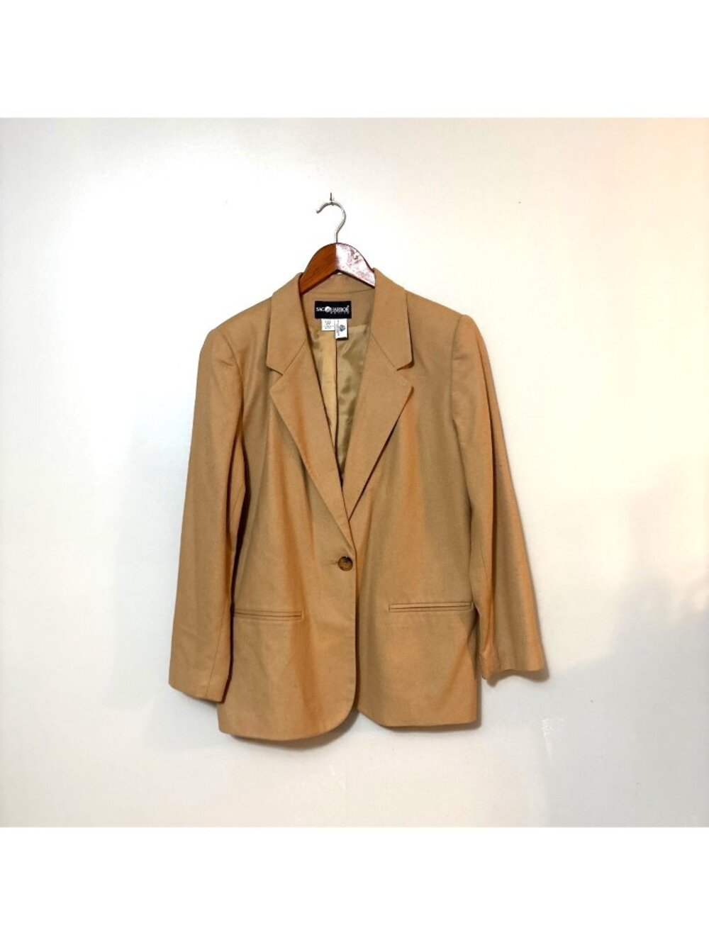 Sag‎ Harbor Petite Womens Camel Wool Blazer Size 12P Single Button